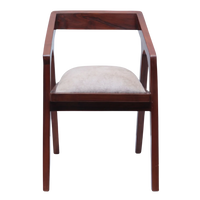 Front View of Aristo Teak Wood Arm Chairs (Brown Beige)