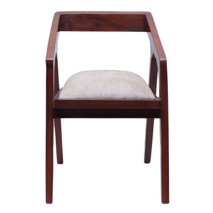 Front View of Aristo Teak Wood Arm Chairs (Brown Beige)