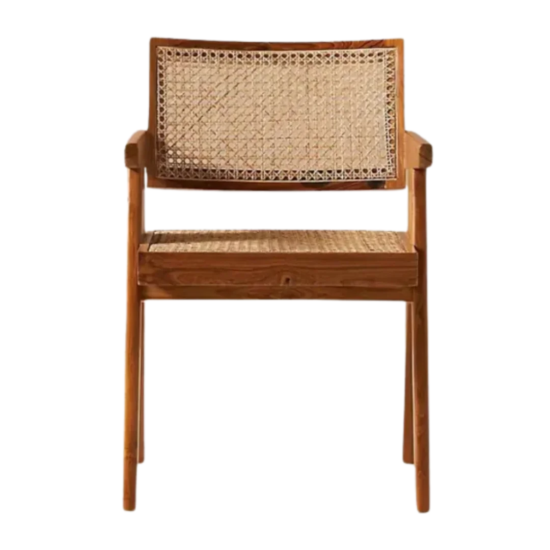 Avira Teak Wood Cane Chairs Natural