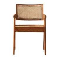 Front View of Avira Teak Wood Cane Chairs (Natural)