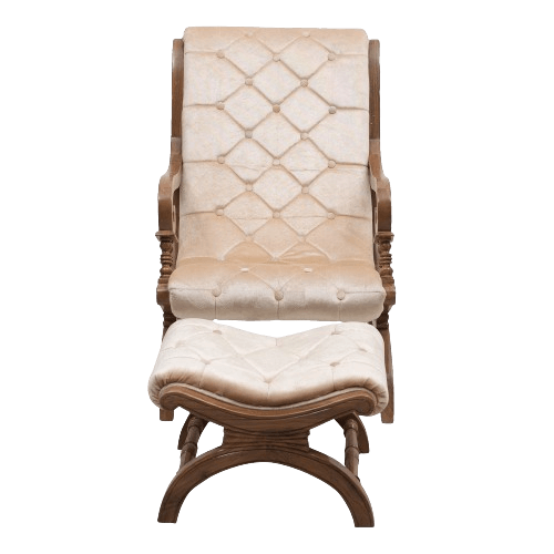 Butros Wooden Aaram Chair with Footer Gold