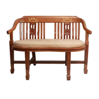 Front View of Canasto Solid Wood Love Sofa (Teak)