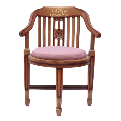 Front View of Canasto Teak Wood Arm Chairs (Teak Pink)