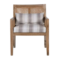 Front View of Coastal Teak Wood Lounge Chair (Antique white)