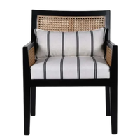 Front View of Coastal Teak Wood Lounge Chair (Black)