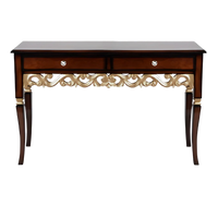 Front View of Dignify Solid Wood Console Table (Brown Gold)