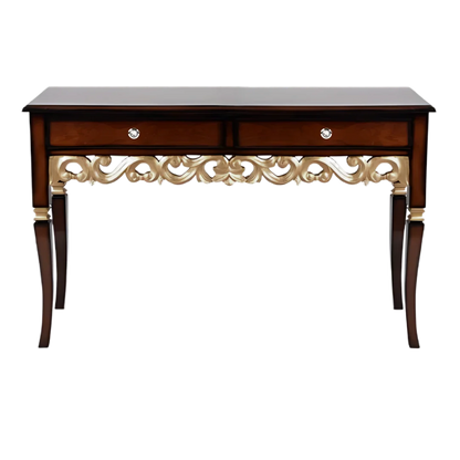 Front View of Dignify Solid Wood Console Table (Brown Gold)