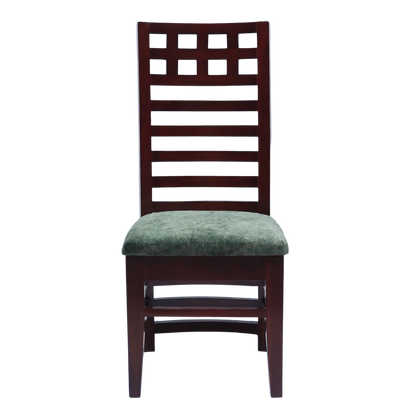 Front View of Stride Teak Wood Dining Chair (Brown Green)