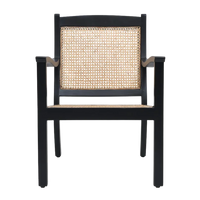 Front View of Terra Teak Wood Cane Chair (Black)