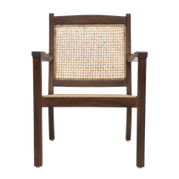Front View of Terra Teak Wood Cane Chair (Brown)