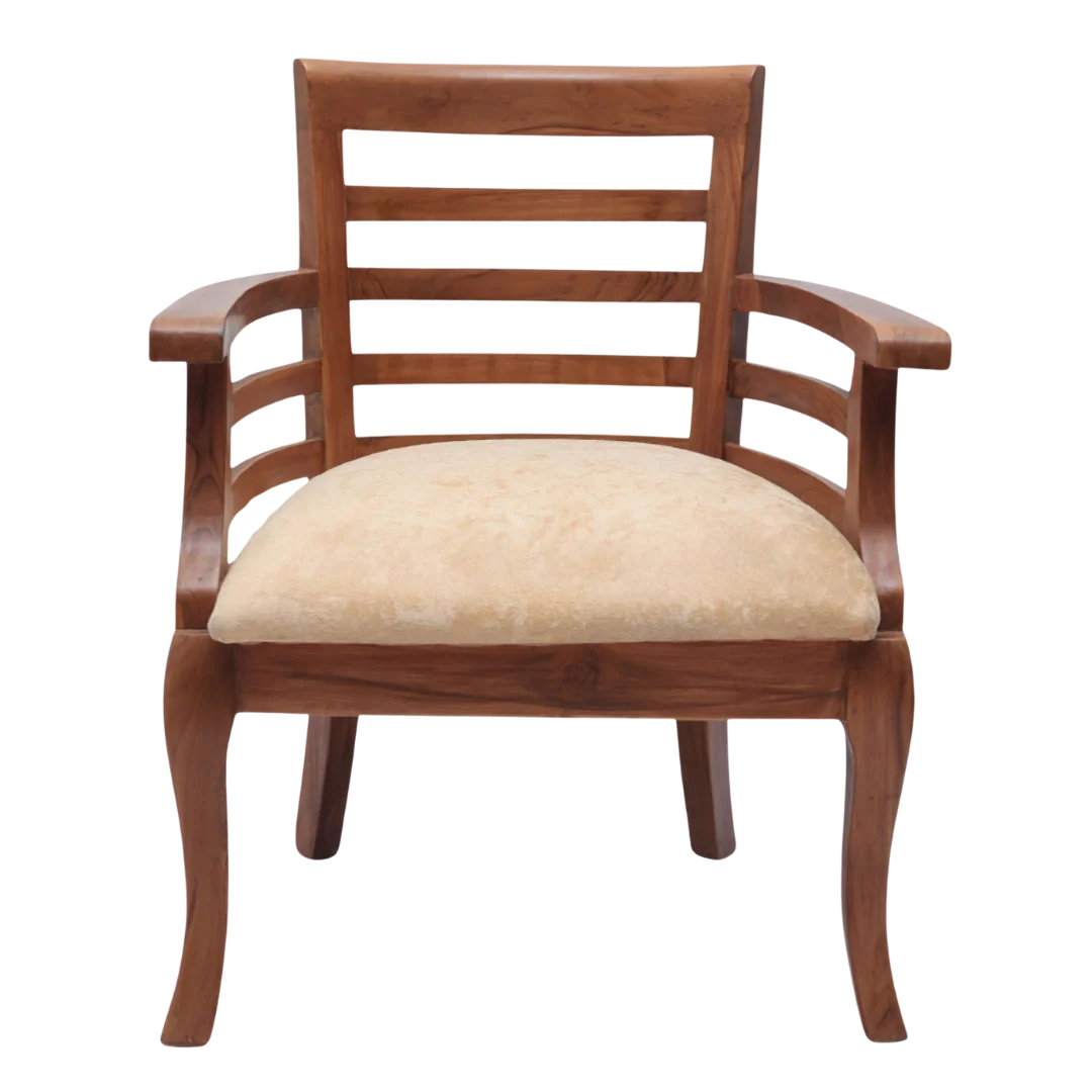 Front View of Toledo Teak Wood Arm Chairs (Teak)
