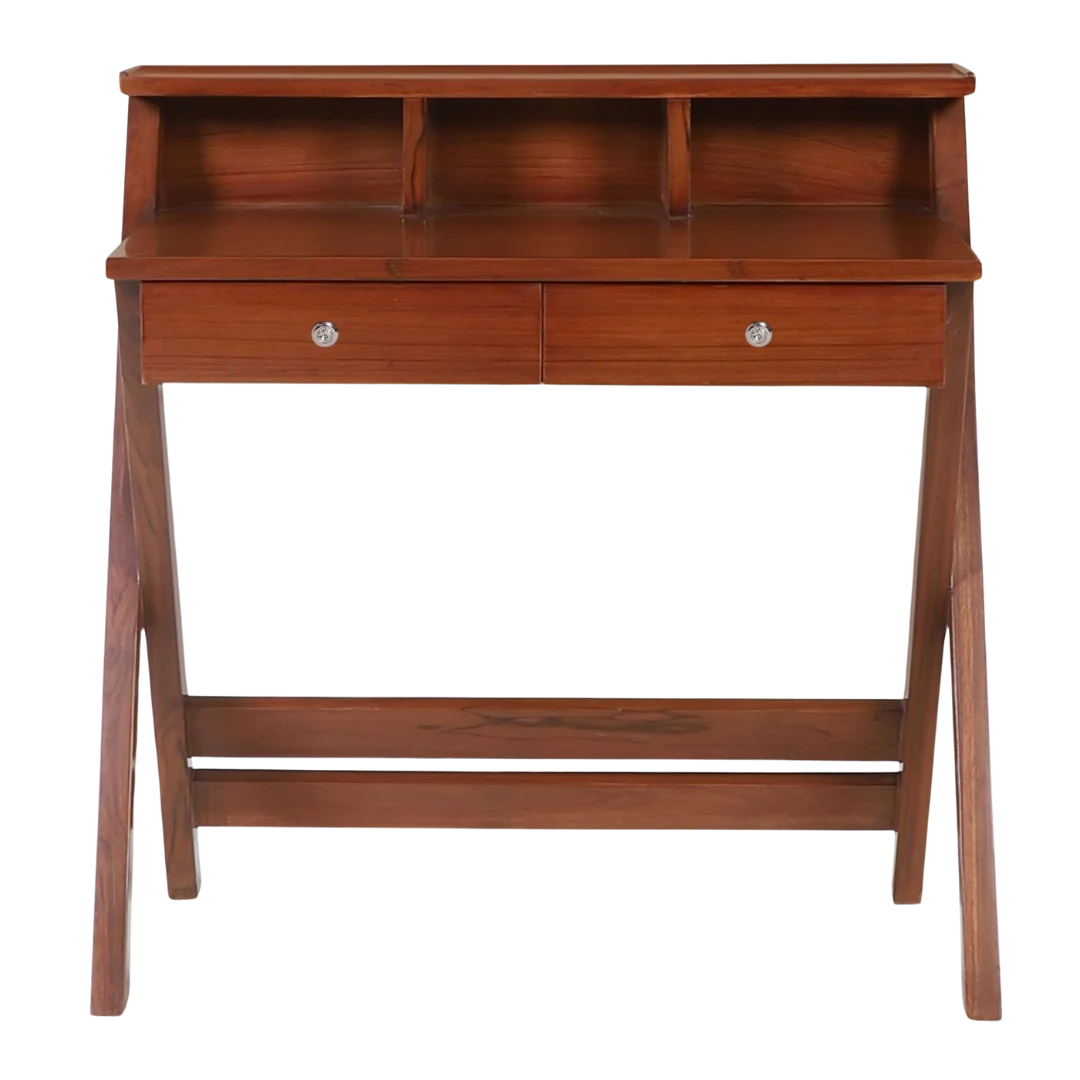 Front View of Wisdom Solid Wood Writing Table (Teak)