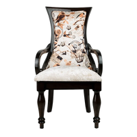 Front View of Wlipsy Solid Wood Fabric Arm Chairs (Brown)