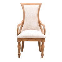 Front View of Wlipsy Solid Wood Fabric Arm Chairs (Teak Gold)