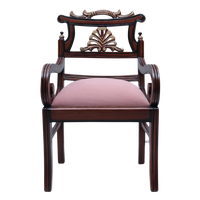 Front View of Zorano Teak Wood Arm Chairs (Brown Pink)