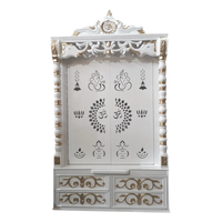 Front view of Ananta Teak Wood Mandir (White)