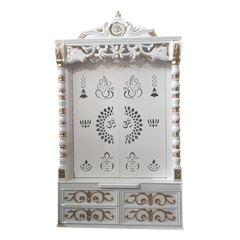 Ananta Teak Wood Mandir (White)