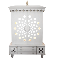 Front view of Anviksha Teak Wood Pooja Mandap With Door(White)