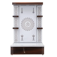 Front view of Jyoti Sthambh Wooden Pooja Mandir without Door (White)