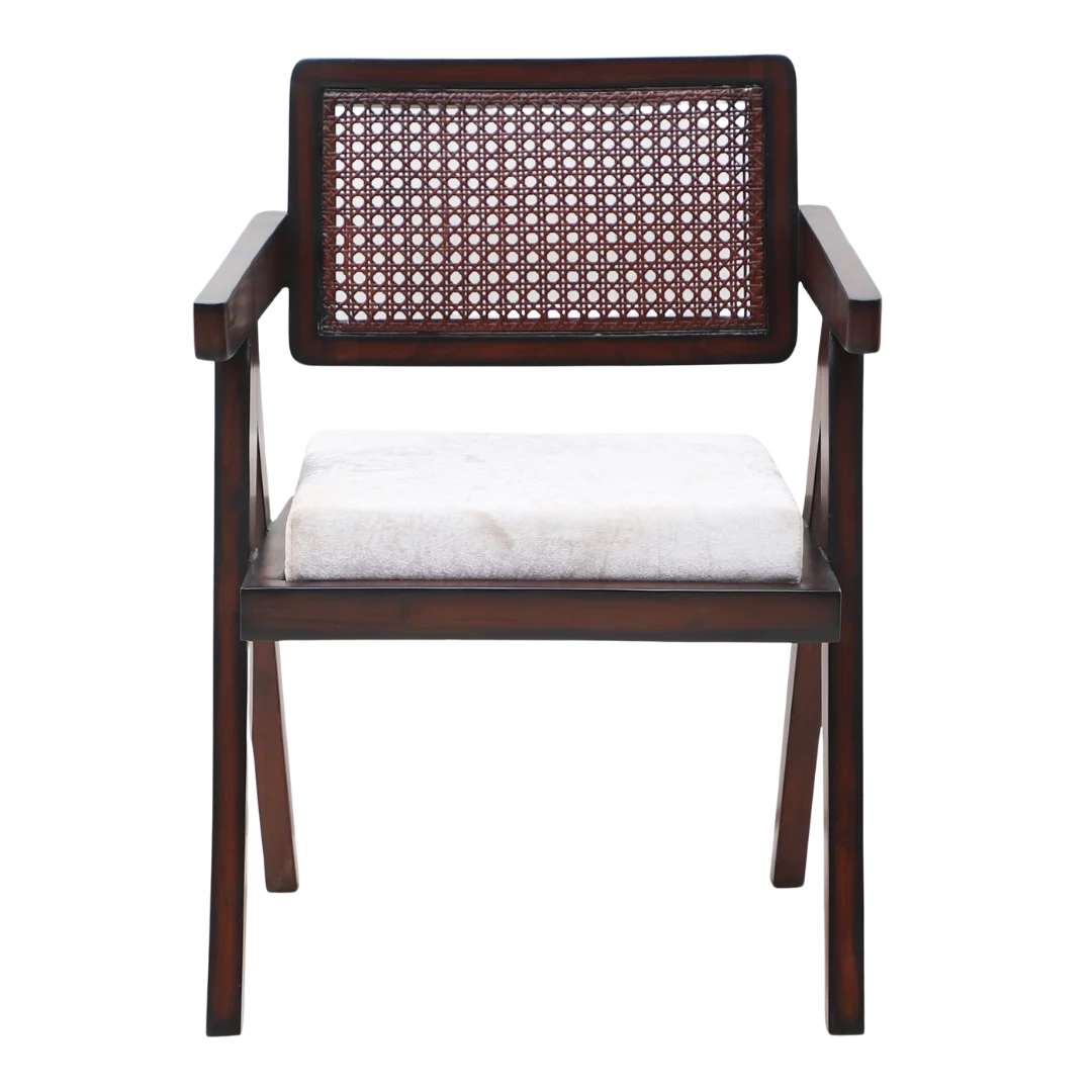 Front view of Sora Teak Wood Lounge Chairs (Brown Beige) 