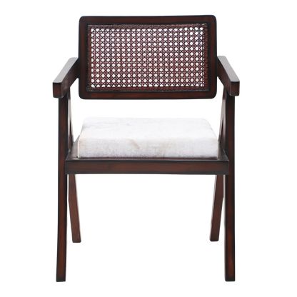 Front view of Sora Teak Wood Lounge Chairs (Brown Beige) 