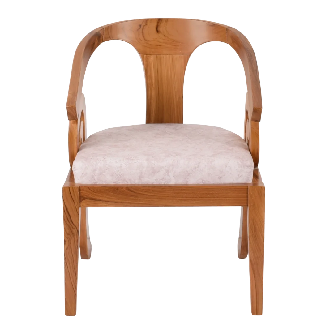 Front View of Arlaxa Teak Wood Arm Chair (Teak Beige)
