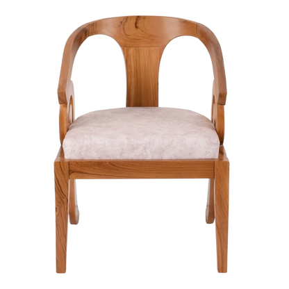 Front View of Arlaxa Teak Wood Arm Chair (Teak Beige)