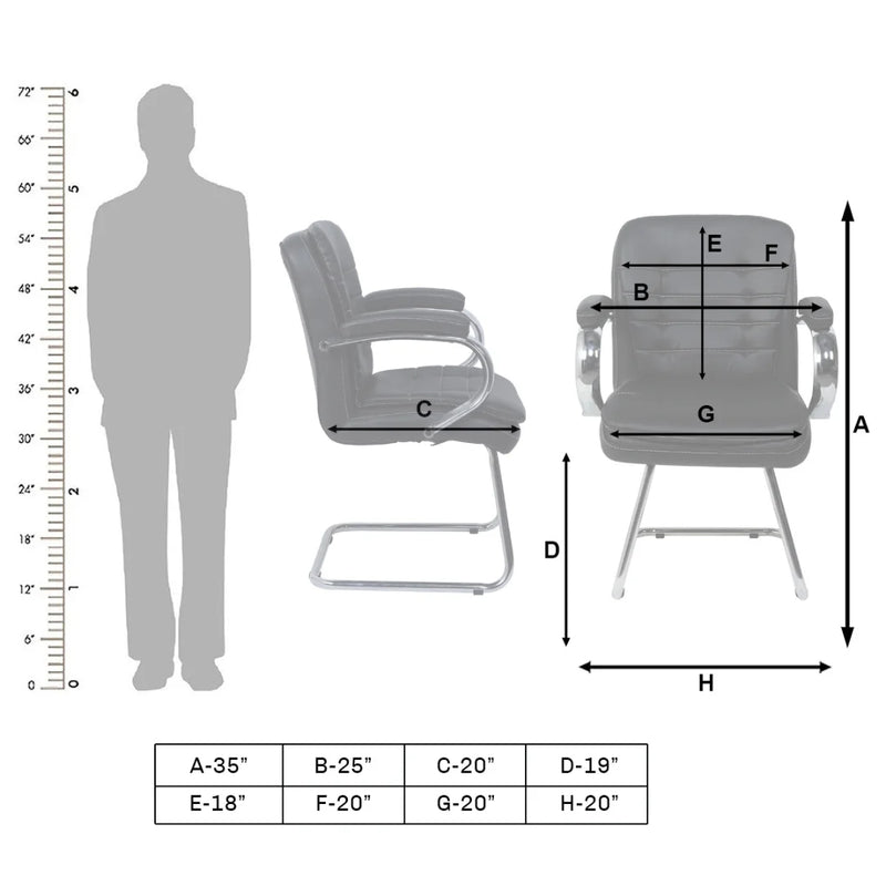 Frostic Visitor Chair with Armrest (Black) Dimensions