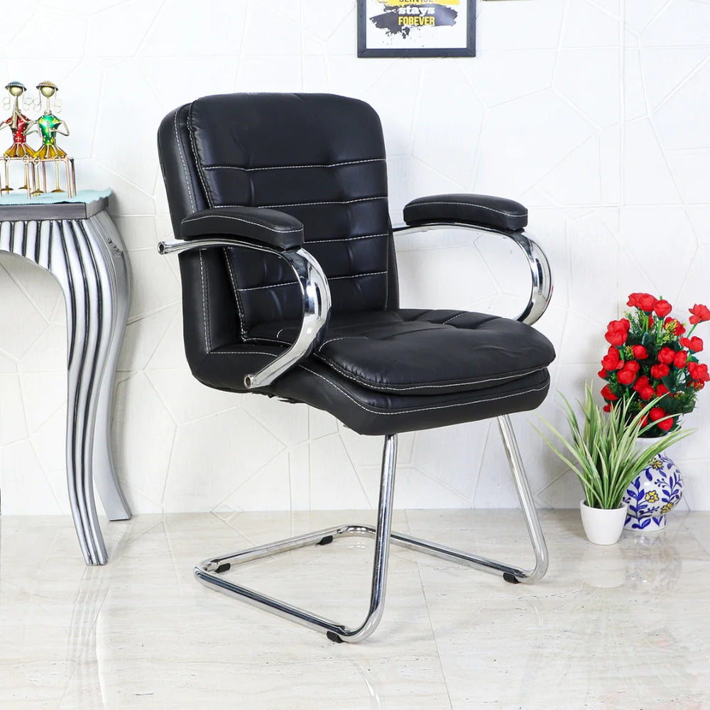 Frostic Visitor Chair with Armrest (Black) Lifestyle view