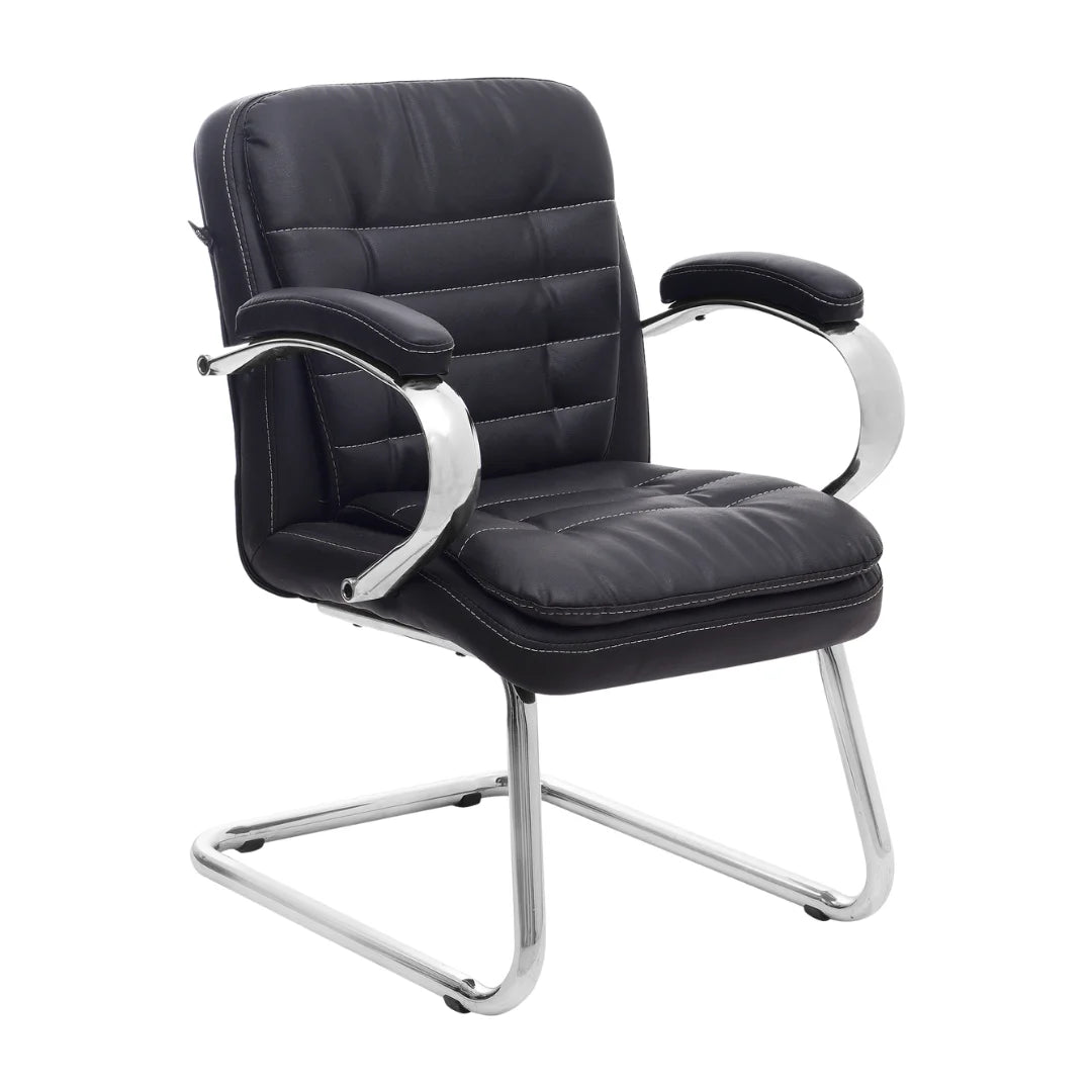Frostic Visitor Chair with Armrest (Black) Side angle