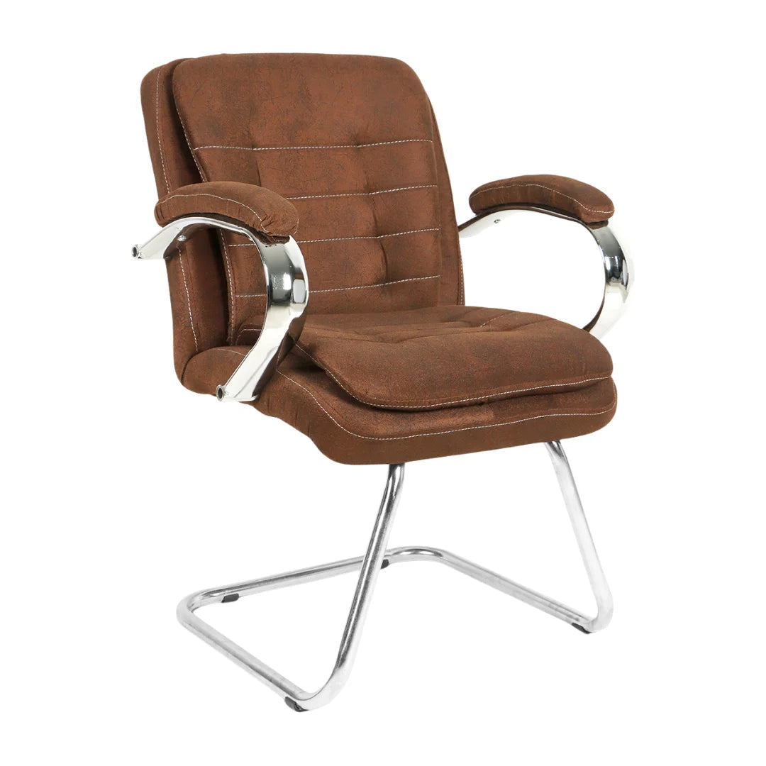 Frostic Visitor Chair with Armrest (Dark Brown) side angle