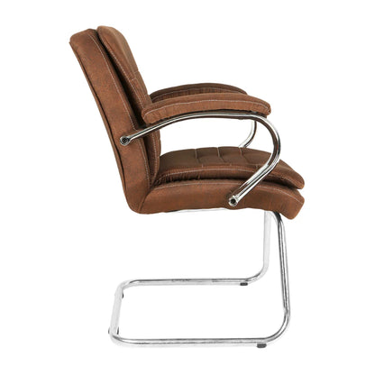 Frostic Visitor Chair with Armrest (Dark Brown) side view