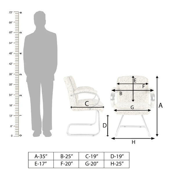 Frostic Visitor Chair with Armrest (White) Dimensions