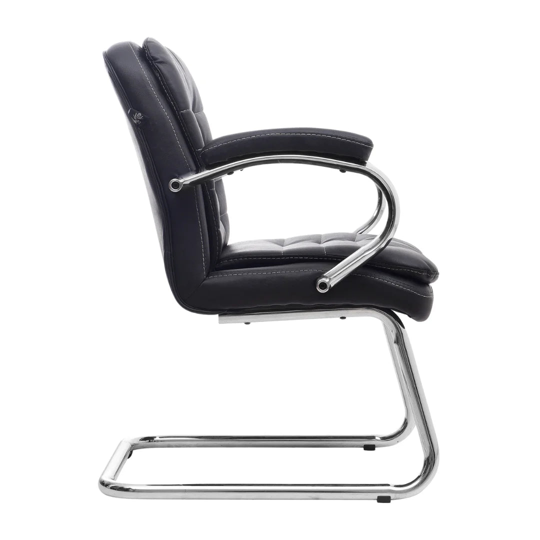 Frostic Visitor Chair with Armrest (Black) Side view