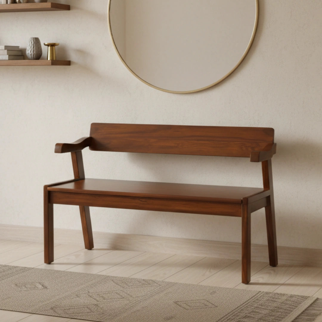 Fynora Teak Wood Bench (Teak) lifestyle view 