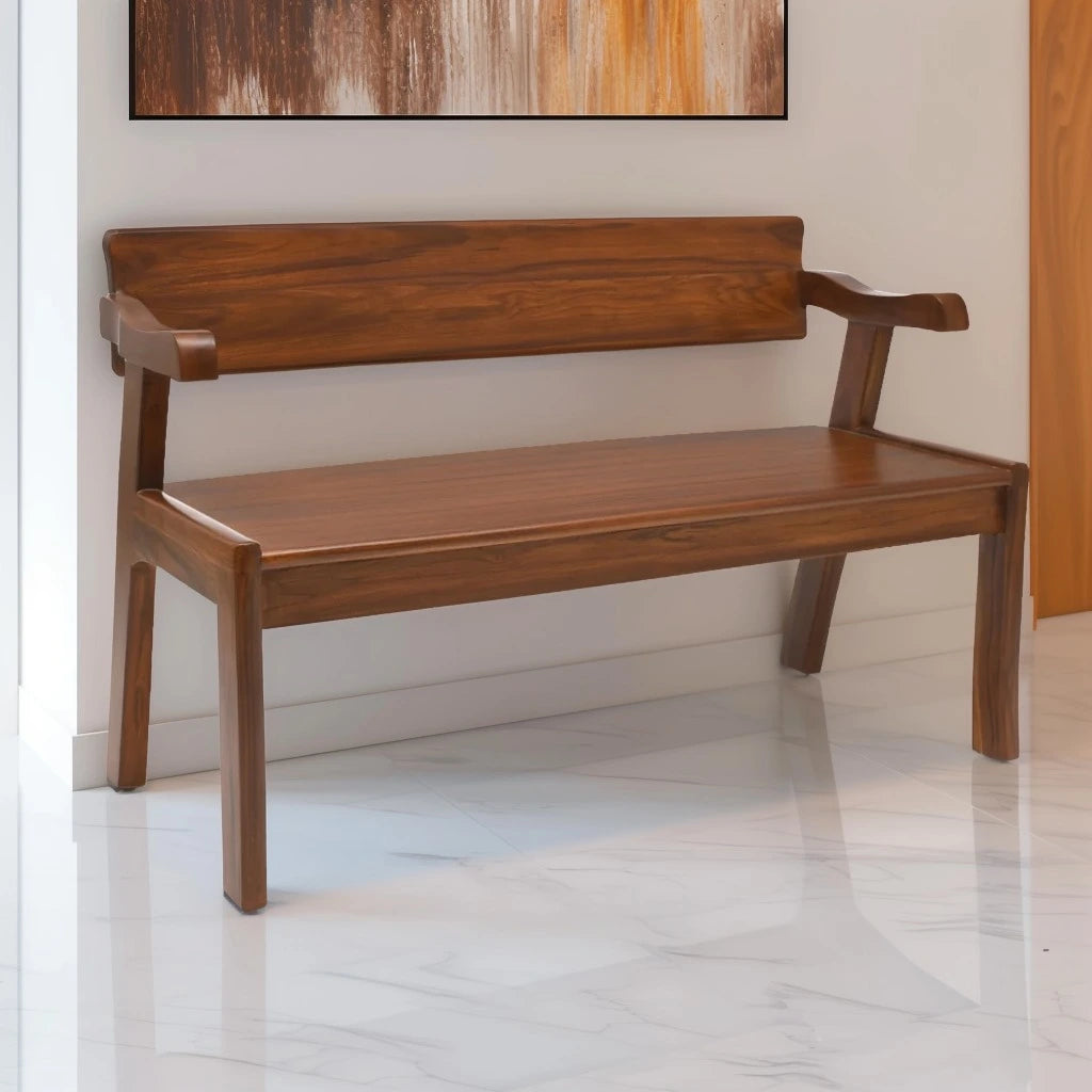 Fynora Teak Wood Bench (Teak) lifestyle view 