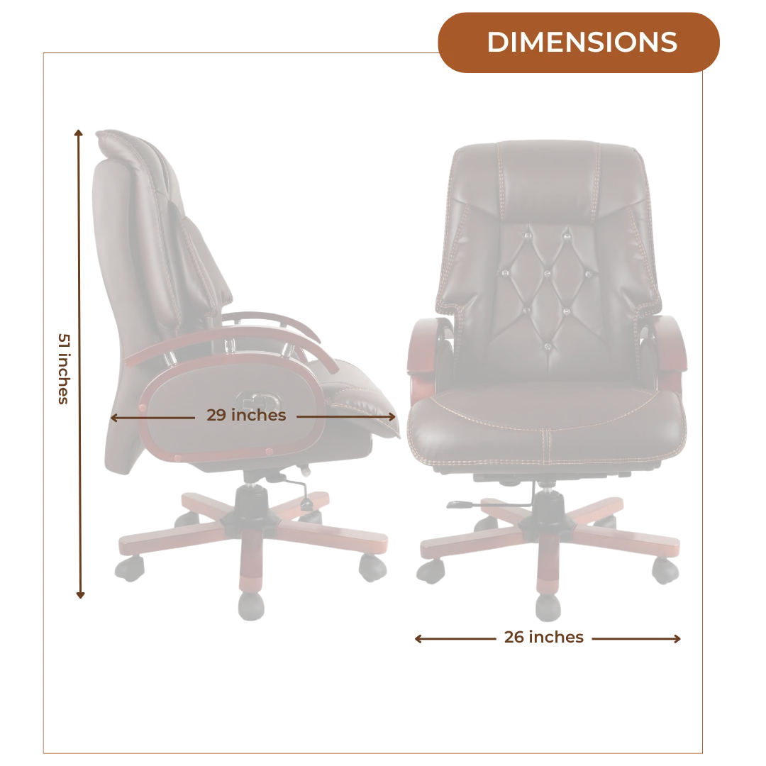 Galician Recliner Office Executive Chair (Brown) Dimensions