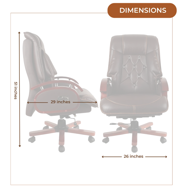 Galician Recliner Office Executive Chair (Brown) Dimensions