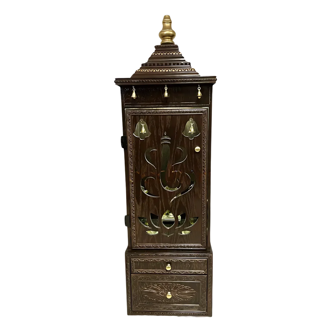 GaneshVeda Teak Wood Mandap (Brown) front view