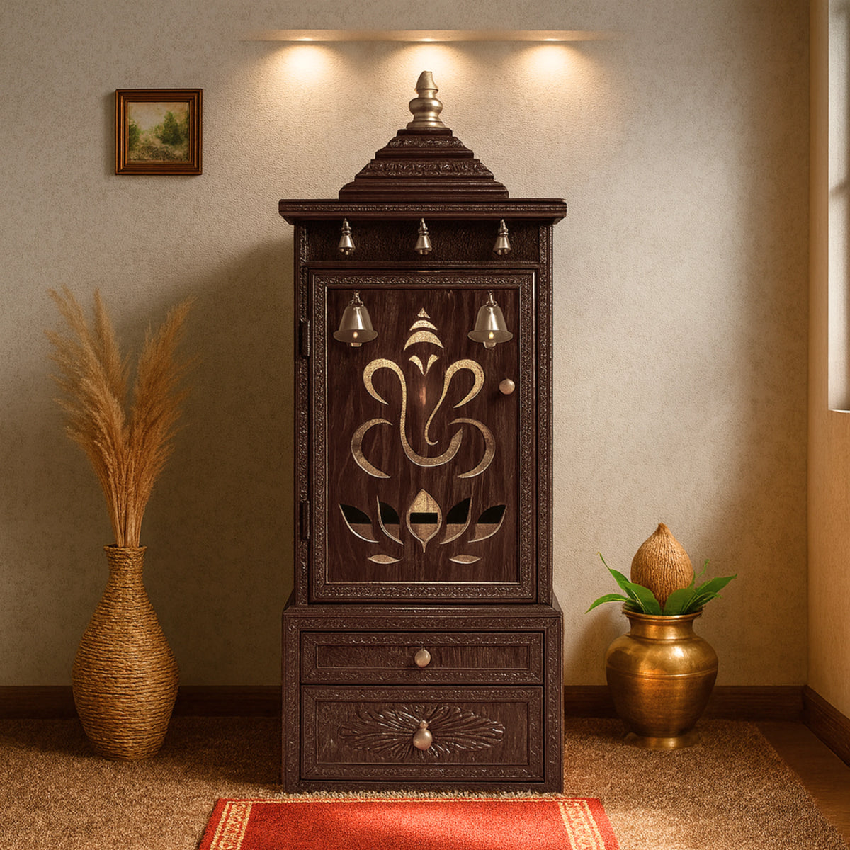 GaneshVeda Teak Wood Mandap (Brown) lifestyle view