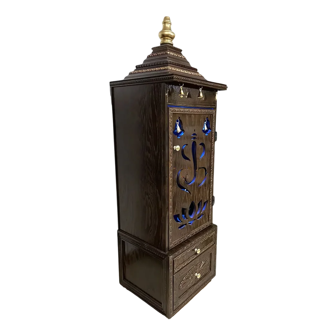GaneshVeda Teak Wood Mandap (Brown) side angle