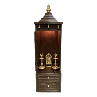 GaneshVeda Teak Wood Mandap (Brown) Open door Front view