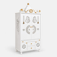 Ganeshkosh Teak Wood Pooja Mandir With Doors (White) Side View