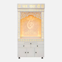 Ganvrit Wooden Corian Mandir (White)front view 