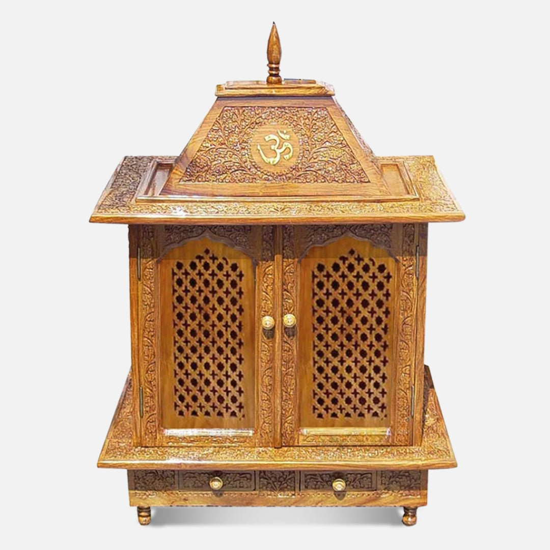 Giridhari Teak Wood Mandir Teak with Door