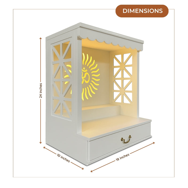 Girivasa Teak Wood Mandap (White) dimensions 