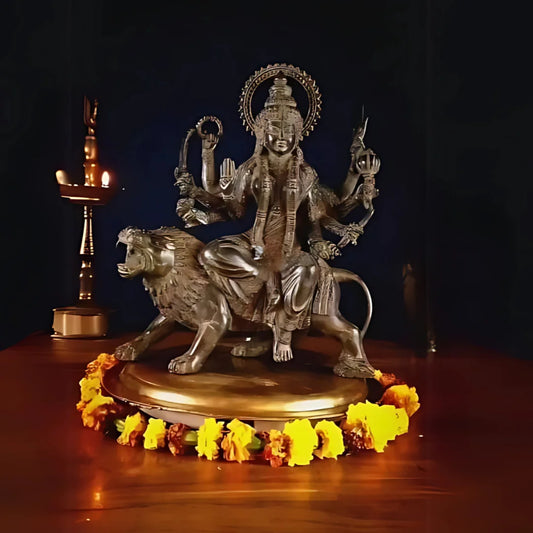 Goddess Durga Brass Idol lifestyle view