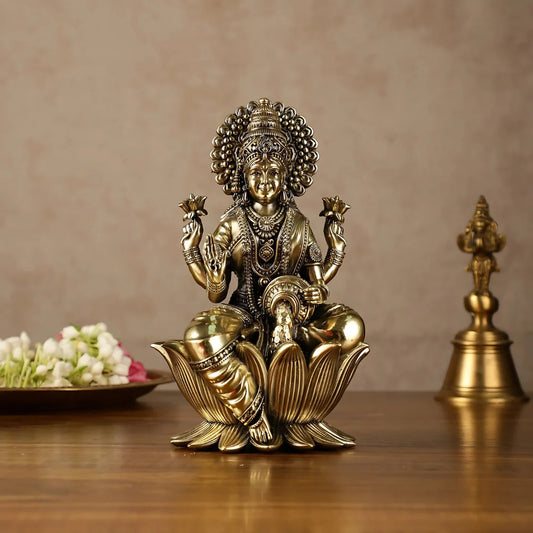 Goddess Lakshmi brass Idol lifestyle view