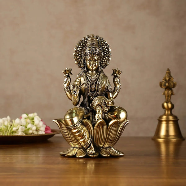 Goddess Lakshmi brass Idol lifestyle view