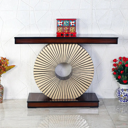 Goldark Solid Wood Console Table (Brown Gold)